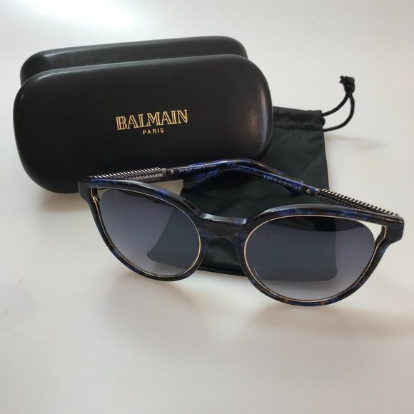Brand New in Box Authentic Balmain Style #BL2507 Blue Marbled Sunglasses - Picture 2 of 8